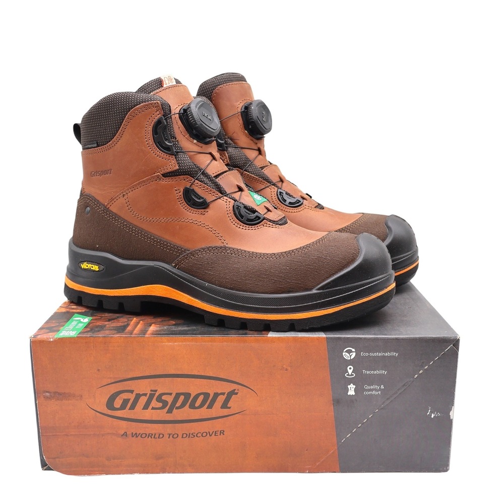 Grisport BOA Wolf Safety Boots Mens 9 Brown Leather Waterproof Vibram 702381c3t